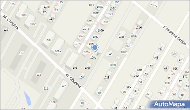 Łomianki Dolne, Aleja Chopina Fryderyka, 106e, mapa Łomianki Dolne