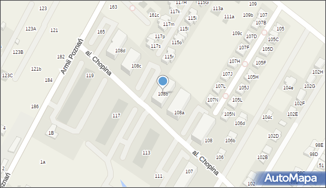 Łomianki Dolne, Aleja Chopina Fryderyka, 108b, mapa Łomianki Dolne