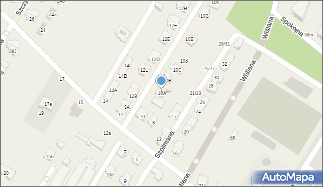 Łomianki Dolne, Aleja Chopina Fryderyka, 10A, mapa Łomianki Dolne