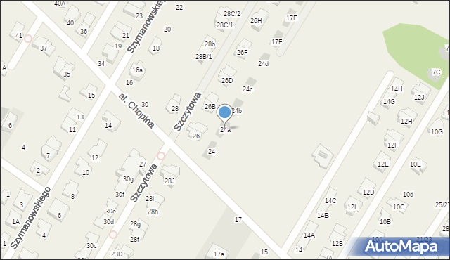 Łomianki Dolne, Aleja Chopina Fryderyka, 24a, mapa Łomianki Dolne
