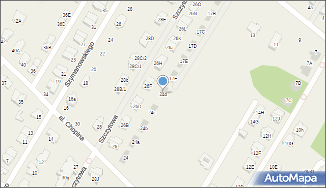 Łomianki Dolne, Aleja Chopina Fryderyka, 24d, mapa Łomianki Dolne