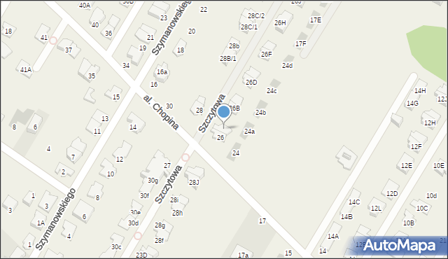 Łomianki Dolne, Aleja Chopina Fryderyka, 26a, mapa Łomianki Dolne