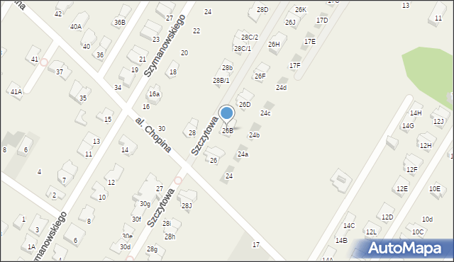 Łomianki Dolne, Aleja Chopina Fryderyka, 26B, mapa Łomianki Dolne