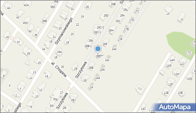 Łomianki Dolne, Aleja Chopina Fryderyka, 26D, mapa Łomianki Dolne