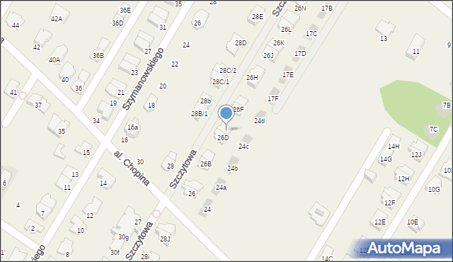 Łomianki Dolne, Aleja Chopina Fryderyka, 26E, mapa Łomianki Dolne