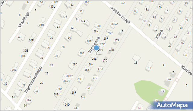 Łomianki Dolne, Aleja Chopina Fryderyka, 26M, mapa Łomianki Dolne