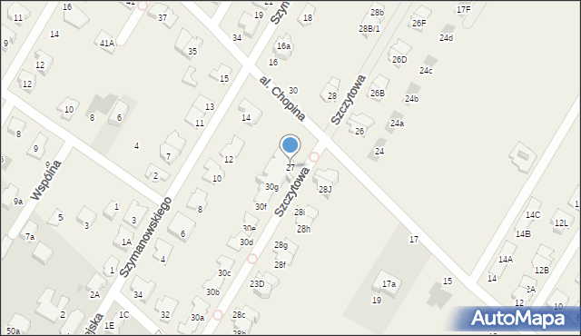 Łomianki Dolne, Aleja Chopina Fryderyka, 27, mapa Łomianki Dolne