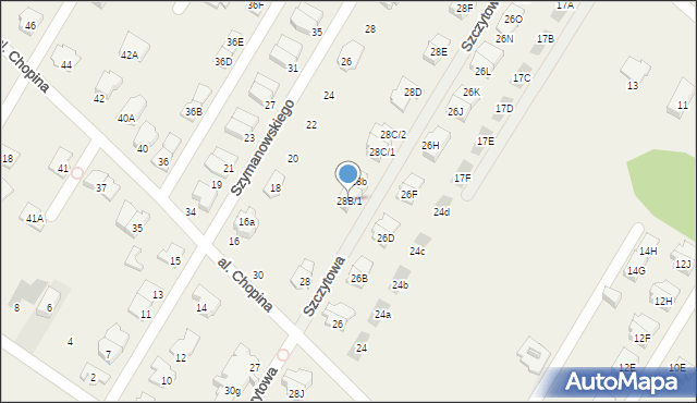 Łomianki Dolne, Aleja Chopina Fryderyka, 28B/1, mapa Łomianki Dolne