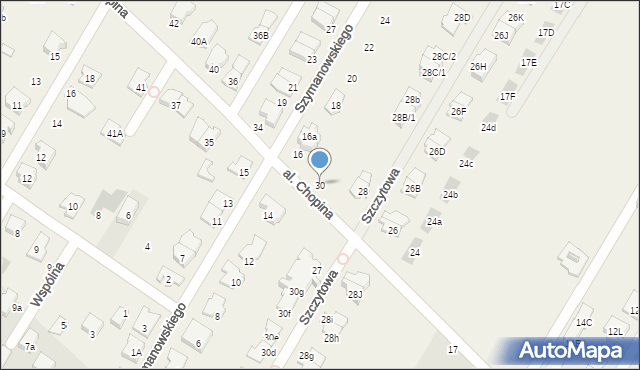 Łomianki Dolne, Aleja Chopina Fryderyka, 30, mapa Łomianki Dolne