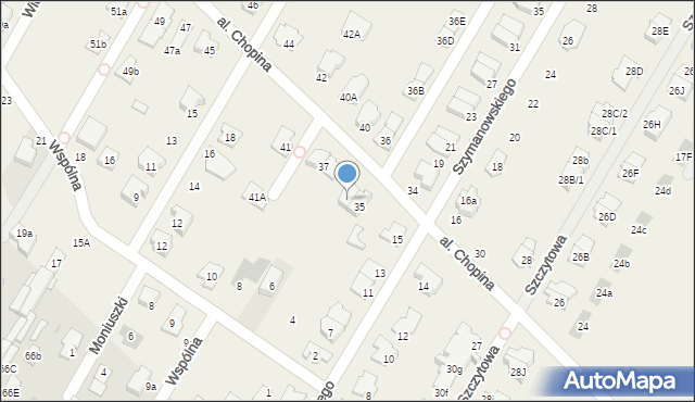 Łomianki Dolne, Aleja Chopina Fryderyka, 35A, mapa Łomianki Dolne