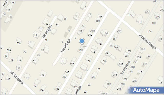 Łomianki Dolne, Aleja Chopina Fryderyka, 36K, mapa Łomianki Dolne