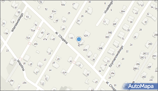 Łomianki Dolne, Aleja Chopina Fryderyka, 42, mapa Łomianki Dolne