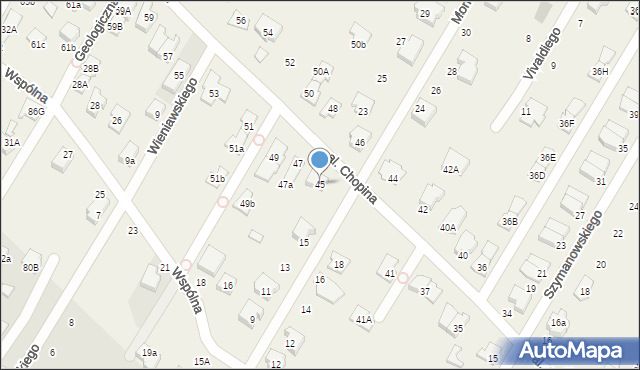 Łomianki Dolne, Aleja Chopina Fryderyka, 45, mapa Łomianki Dolne
