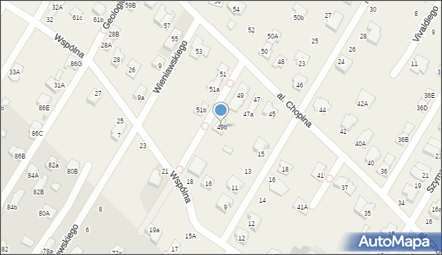 Łomianki Dolne, Aleja Chopina Fryderyka, 49b, mapa Łomianki Dolne