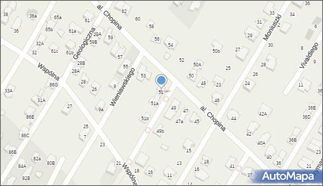 Łomianki Dolne, Aleja Chopina Fryderyka, 51, mapa Łomianki Dolne