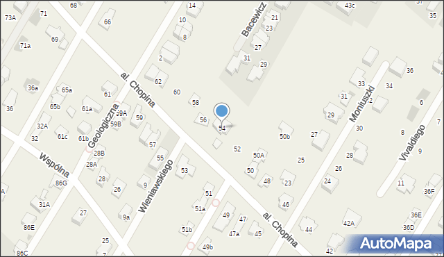Łomianki Dolne, Aleja Chopina Fryderyka, 54, mapa Łomianki Dolne