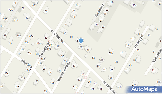 Łomianki Dolne, Aleja Chopina Fryderyka, 56, mapa Łomianki Dolne