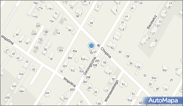 Łomianki Dolne, Aleja Chopina Fryderyka, 61, mapa Łomianki Dolne