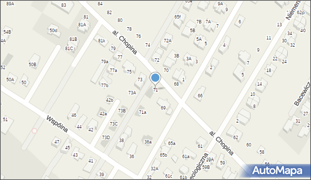 Łomianki Dolne, Aleja Chopina Fryderyka, 71, mapa Łomianki Dolne