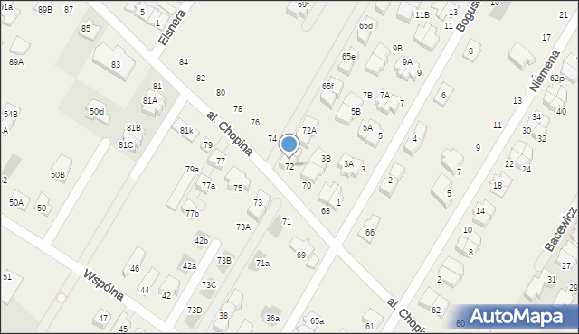 Łomianki Dolne, Aleja Chopina Fryderyka, 72, mapa Łomianki Dolne