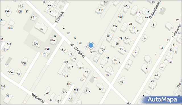 Łomianki Dolne, Aleja Chopina Fryderyka, 74, mapa Łomianki Dolne
