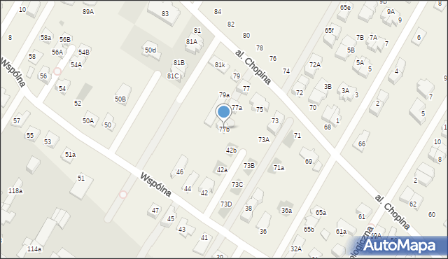 Łomianki Dolne, Aleja Chopina Fryderyka, 77b, mapa Łomianki Dolne