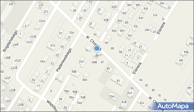 Łomianki Dolne, Aleja Chopina Fryderyka, 89, mapa Łomianki Dolne