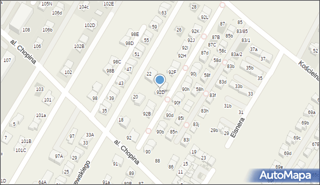 Łomianki Dolne, Aleja Chopina Fryderyka, 92D, mapa Łomianki Dolne