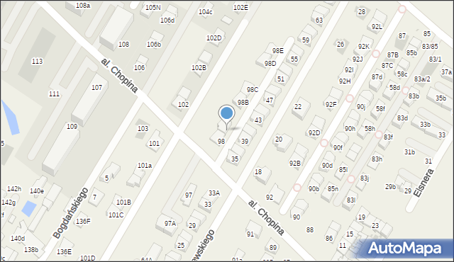 Łomianki Dolne, Aleja Chopina Fryderyka, 98A, mapa Łomianki Dolne