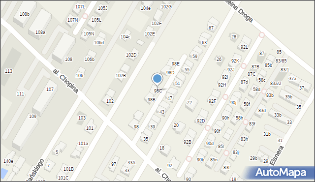 Łomianki Dolne, Aleja Chopina Fryderyka, 98C, mapa Łomianki Dolne