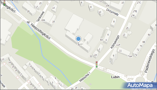 Lubin, Aleja Niepodległości, 31, mapa Lubin