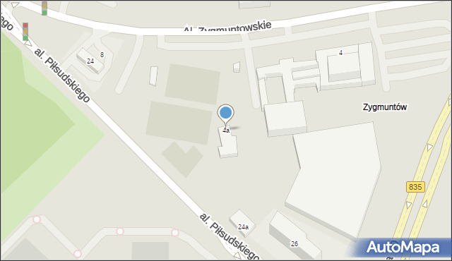 Lublin, Aleje Zygmuntowskie, 4a, mapa Lublina