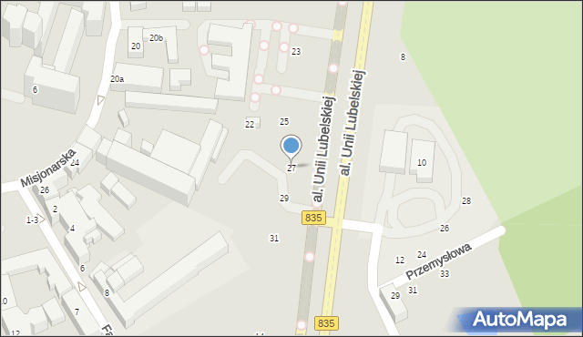 Lublin, Aleja Unii Lubelskiej, 27, mapa Lublina