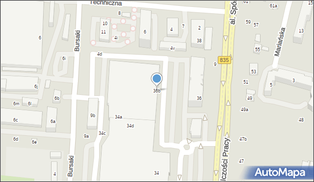 Lublin, Aleja Spółdzielczości Pracy, 36b, mapa Lublina