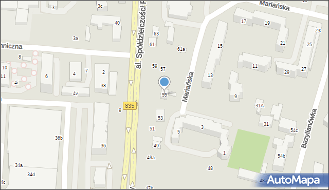 Lublin, Aleja Spółdzielczości Pracy, 55, mapa Lublina
