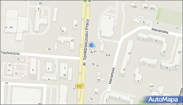 Lublin, Aleja Spółdzielczości Pracy, 61, mapa Lublina