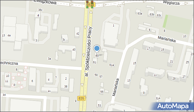 Lublin, Aleja Spółdzielczości Pracy, 63, mapa Lublina