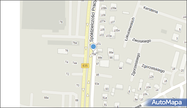 Lublin, Aleja Spółdzielczości Pracy, 70a, mapa Lublina