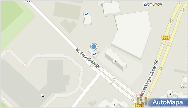 Lublin, Aleja Piłsudskiego Józefa, marsz., 24a, mapa Lublina