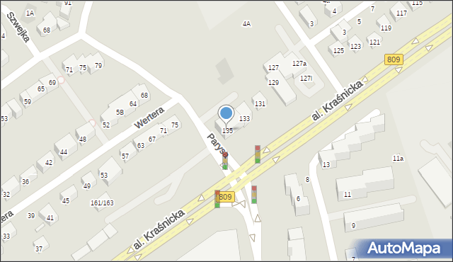 Lublin, Aleja Kraśnicka, 135, mapa Lublina