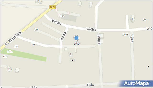 Lublin, Aleja Kraśnicka, 166B, mapa Lublina