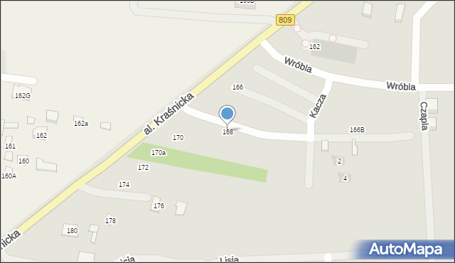 Lublin, Aleja Kraśnicka, 168, mapa Lublina