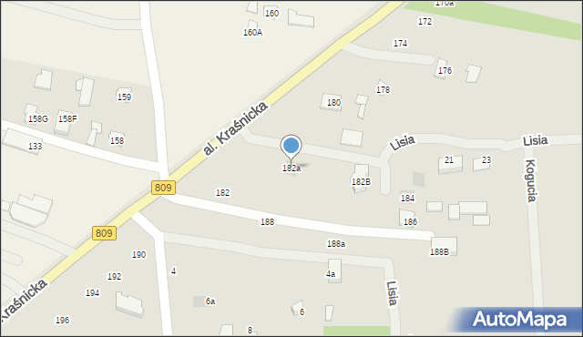 Lublin, Aleja Kraśnicka, 182a, mapa Lublina