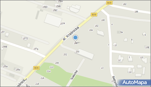 Lublin, Aleja Kraśnicka, 198, mapa Lublina