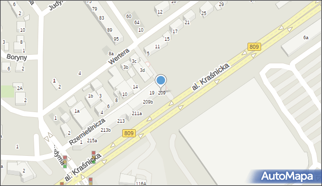 Lublin, Aleja Kraśnicka, 209, mapa Lublina