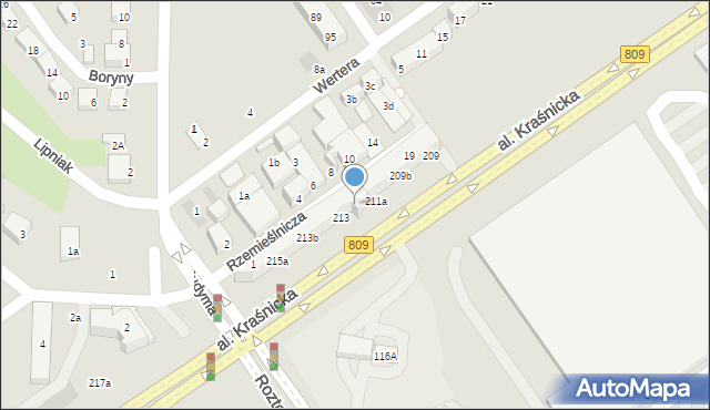 Lublin, Aleja Kraśnicka, 211b, mapa Lublina