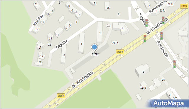 Lublin, Aleja Kraśnicka, 217B, mapa Lublina