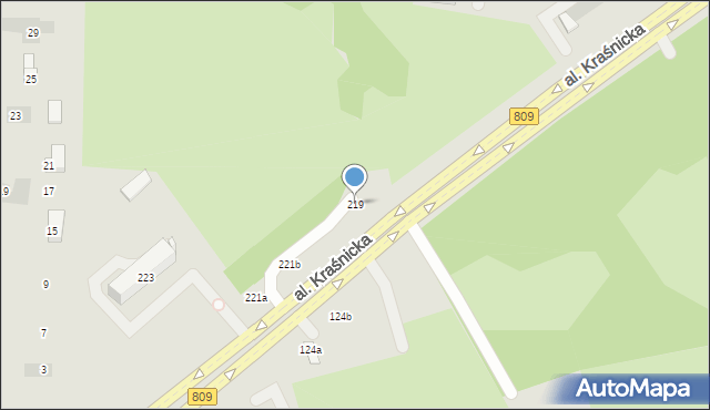 Lublin, Aleja Kraśnicka, 219, mapa Lublina