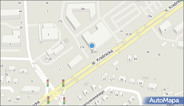 Lublin, Aleja Kraśnicka, 27, mapa Lublina