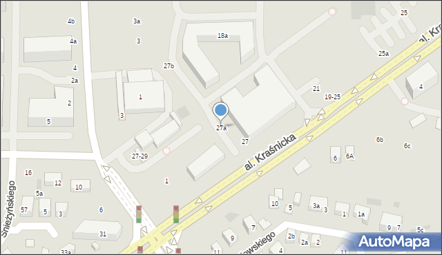 Lublin, Aleja Kraśnicka, 27a, mapa Lublina